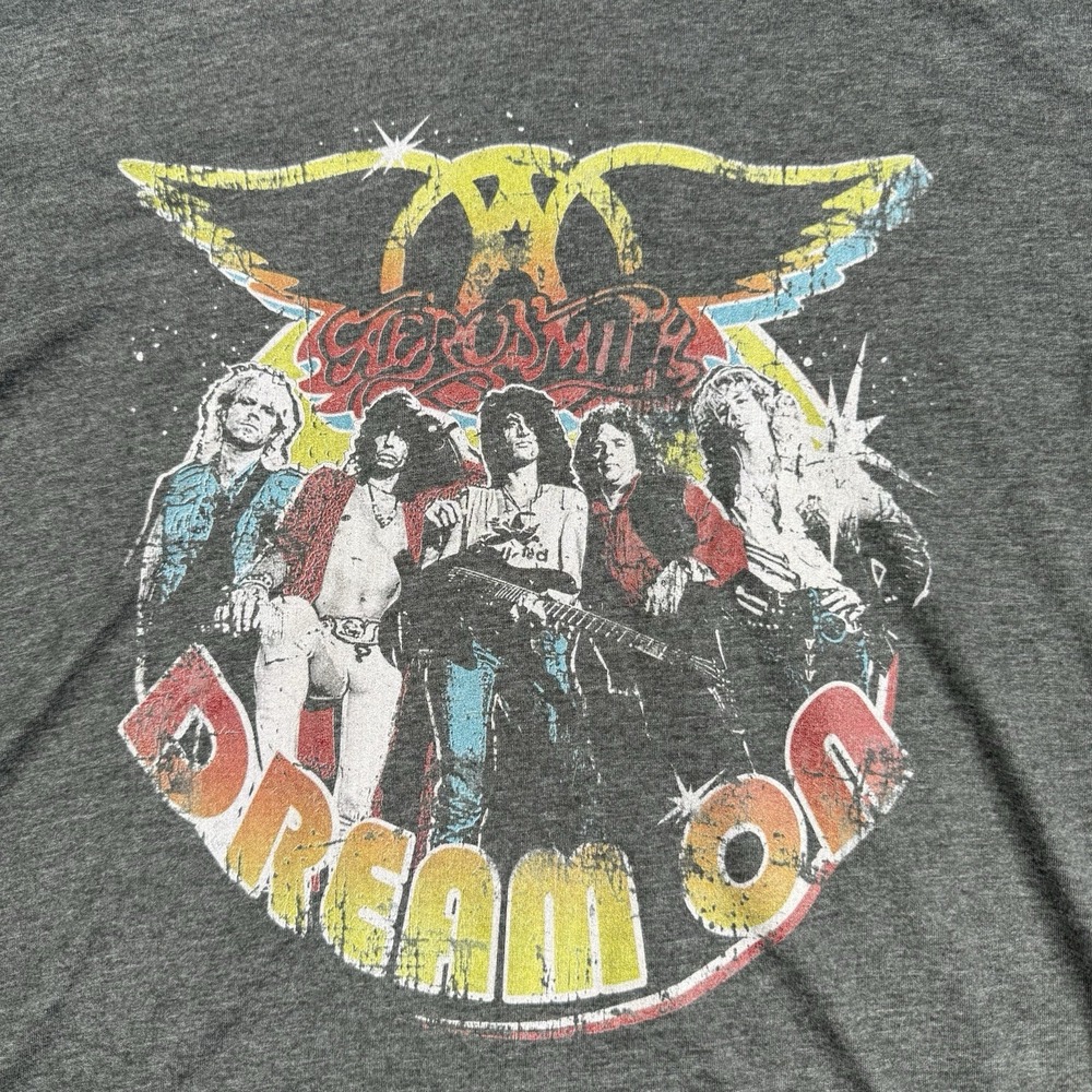 Aerosmith Dream On 1973 T Shirt Large Gray Port‎ & Company Tag Vintage